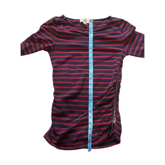 MICHAEL Michael Kors 3/4 sleeve ruched striped shirt - medium - Picture 6 of 8